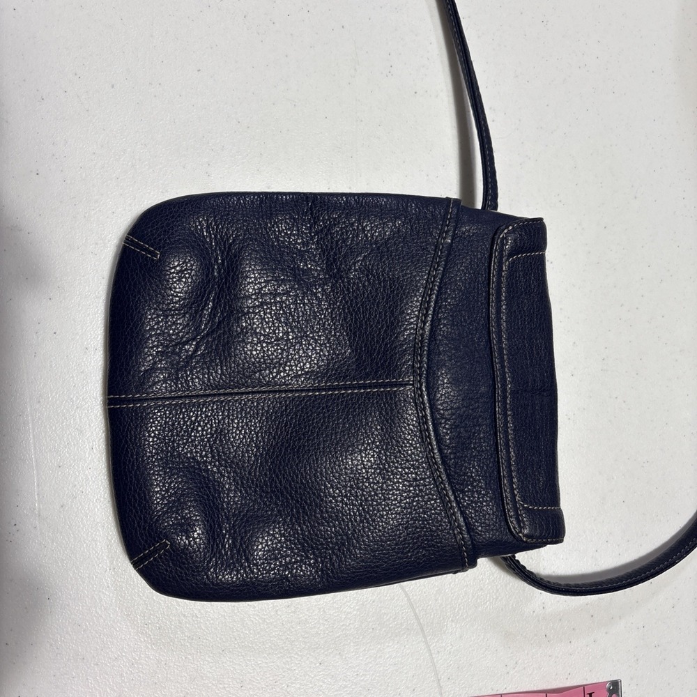 Vintage Blue Tignanello Crossbody Handbag 1989 Pebbled Leathe - Picture 7 of 8
